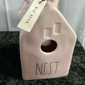 RARE! RAE DUNN Pink Ceramic NEST Bird House. Like New!!